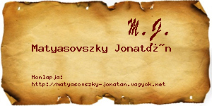 Matyasovszky Jonatán névjegykártya